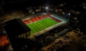 Ariel view of Pittodrie Stadium after the match,