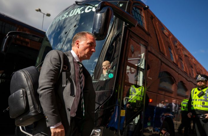 Brendan Rodgers arrives at Ibrox