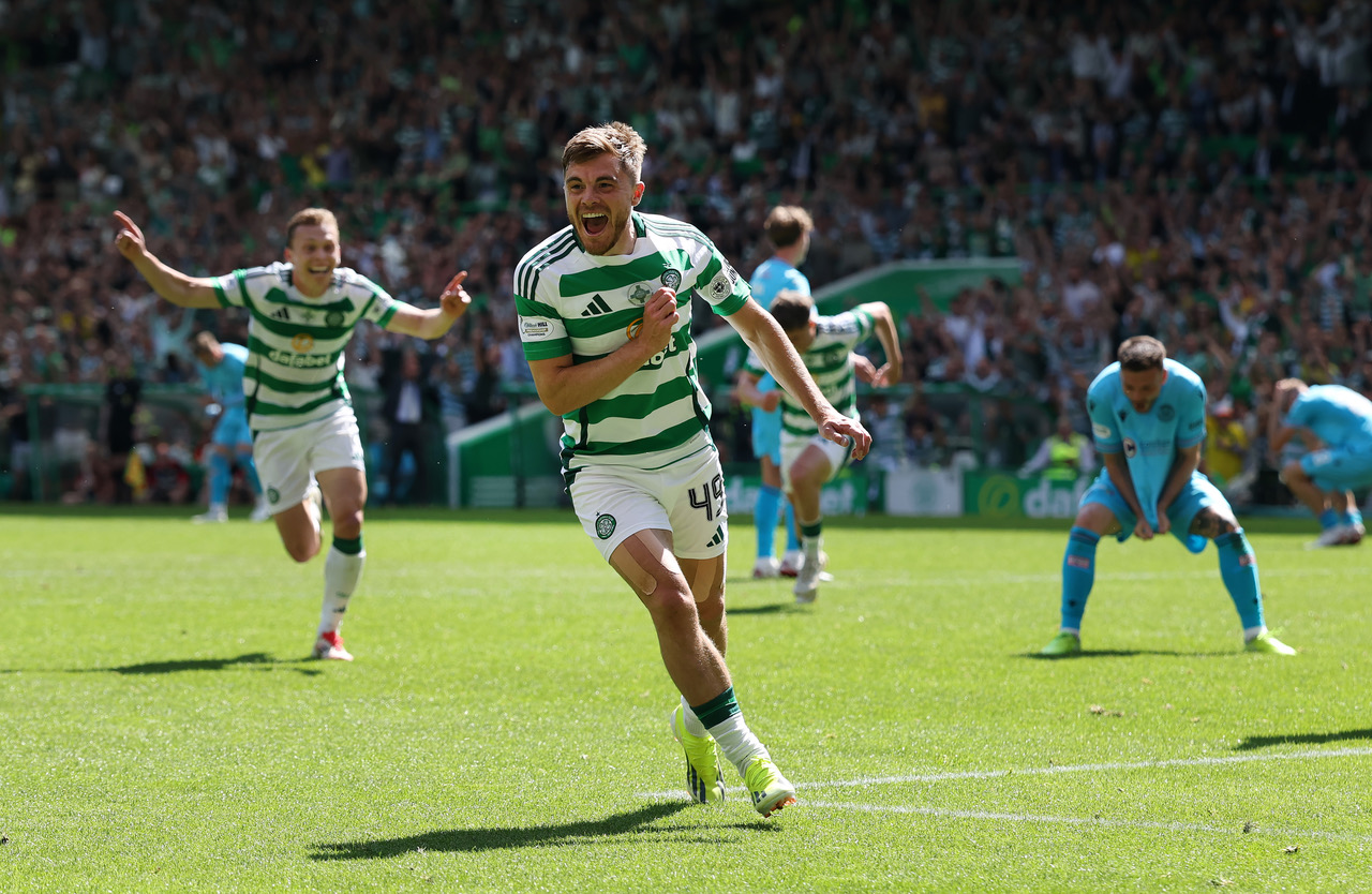 James Forrest of Celtic celebrates