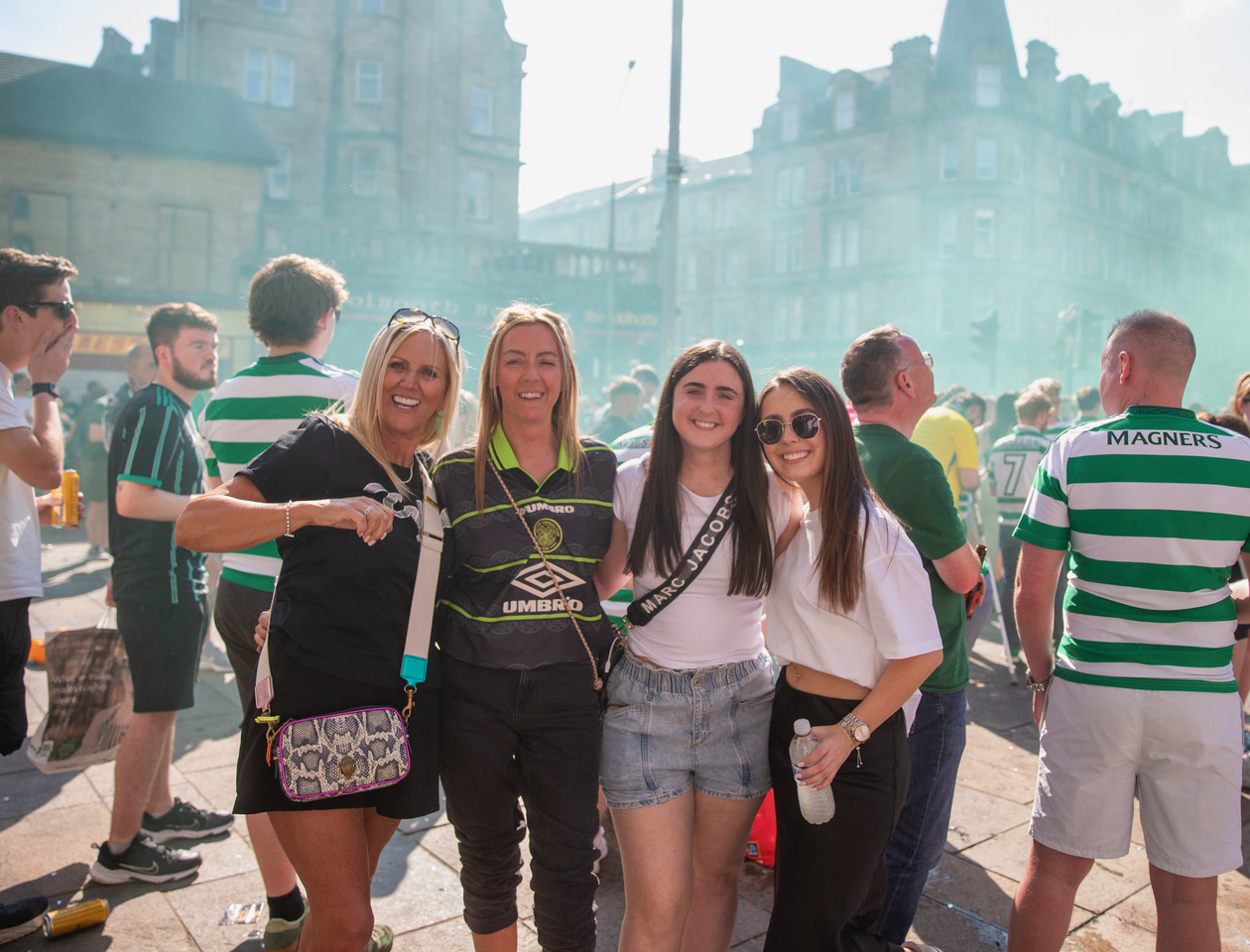 Celtic fans celebrate the title win