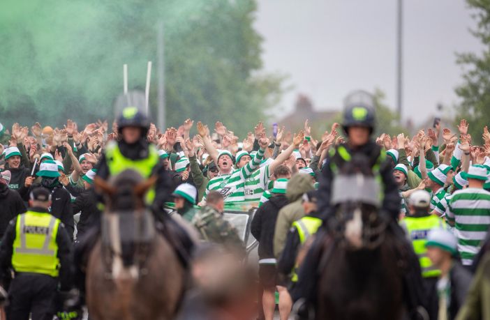 Celtic supporters on the road to Hampden