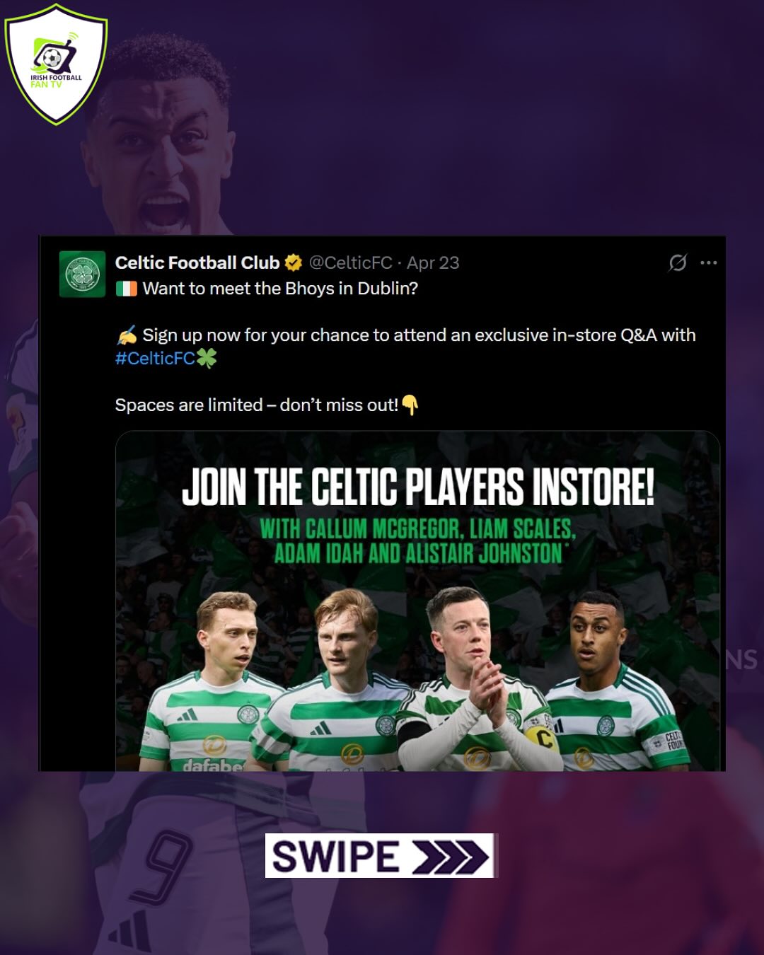 Celtic in Dublin at JD Sports