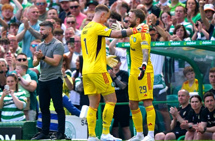 Joe Hart is substituted for team-mate Scott Bain