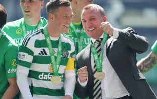 Callum McGregor and Brendan Rodgers