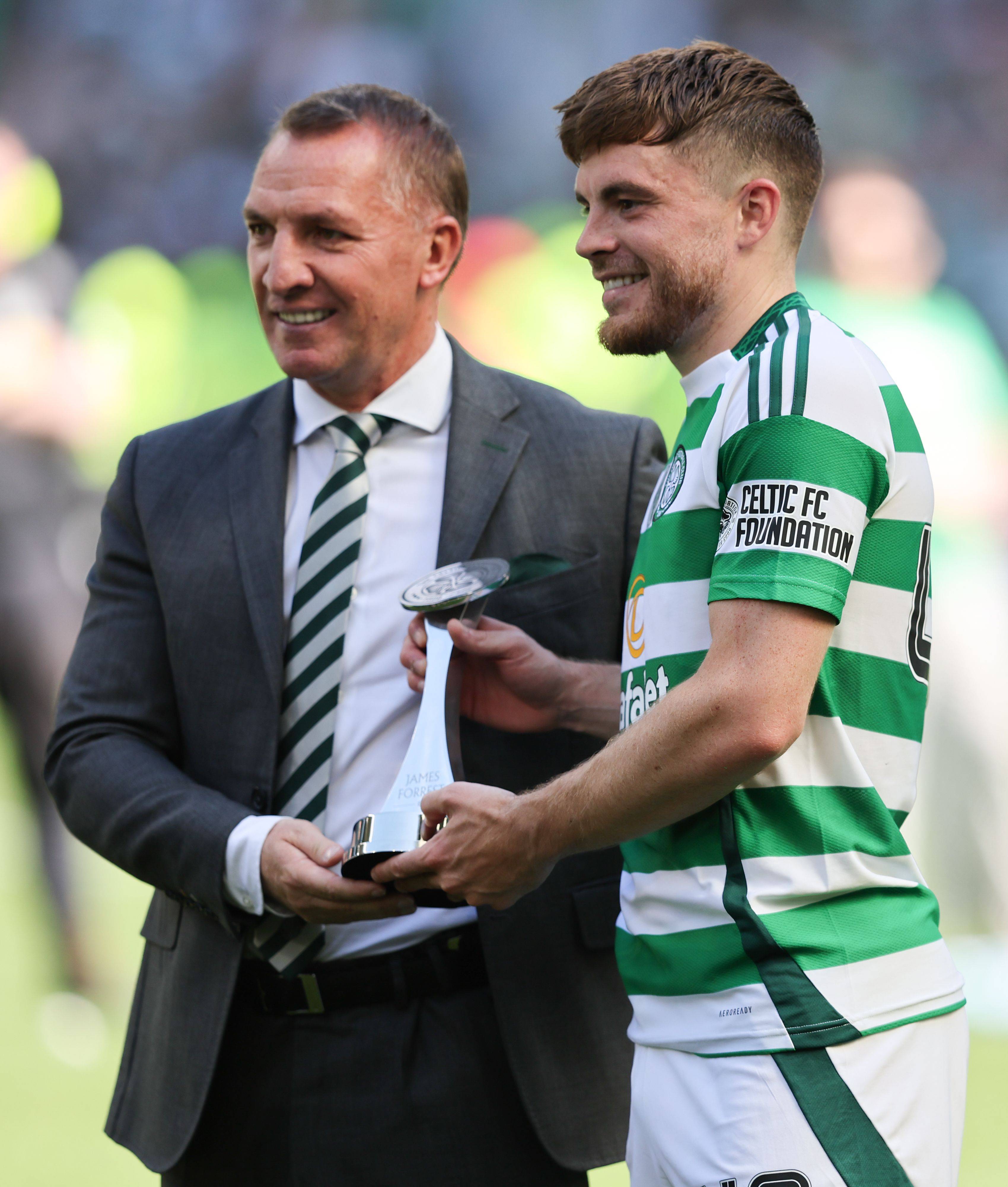 James Forrest gets award from Brendan Rodgers