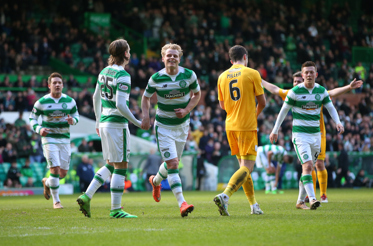 Gary Mackay-Steven of Celtic celebrates 