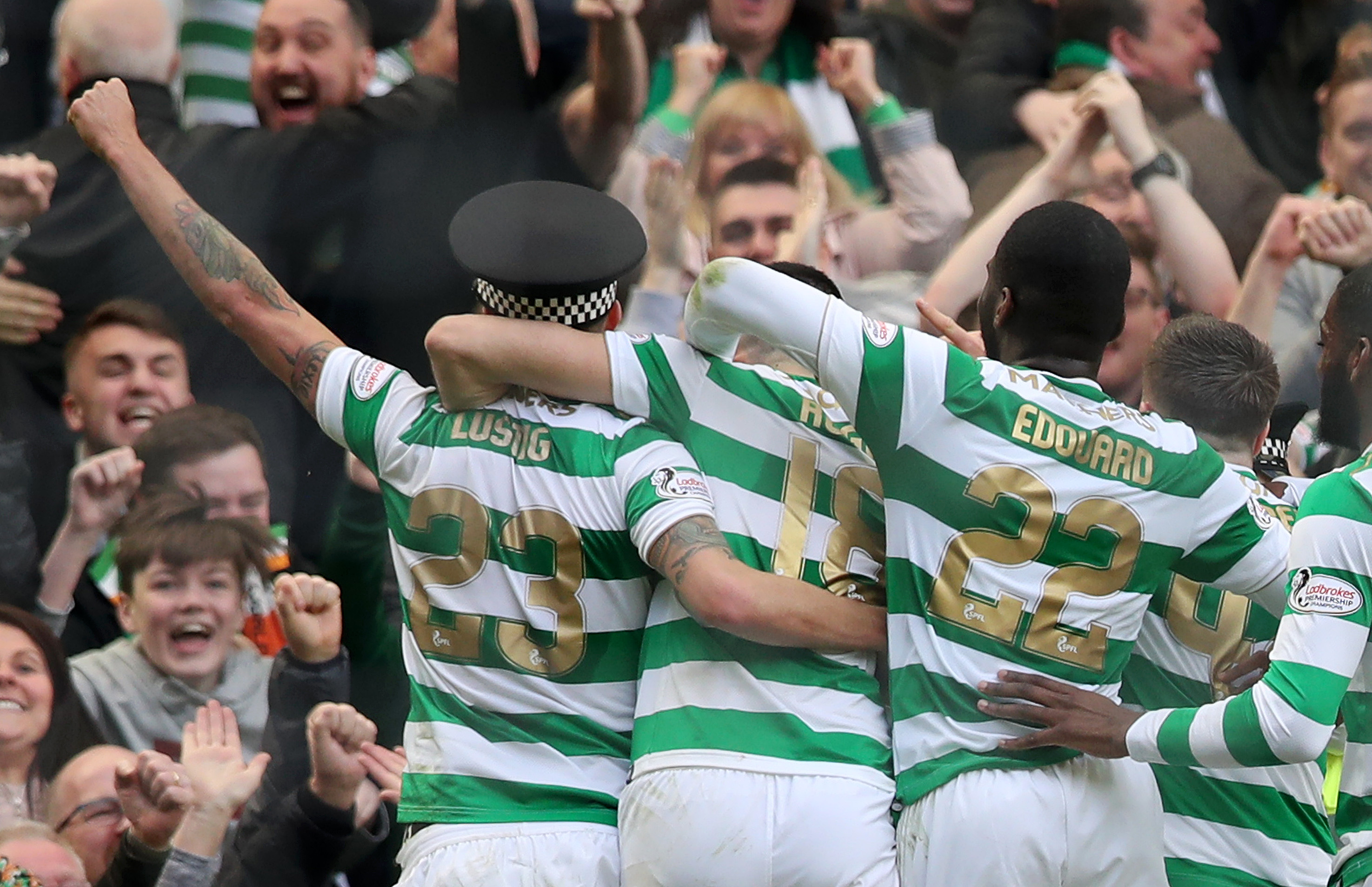Mikael Lustig of Celtic celebrates