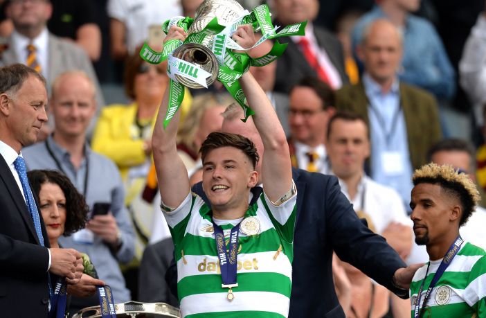 Kieran Tierney holds the Scottish Cup