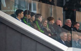 New Celtic signing Hayato Inamura watches from the stand