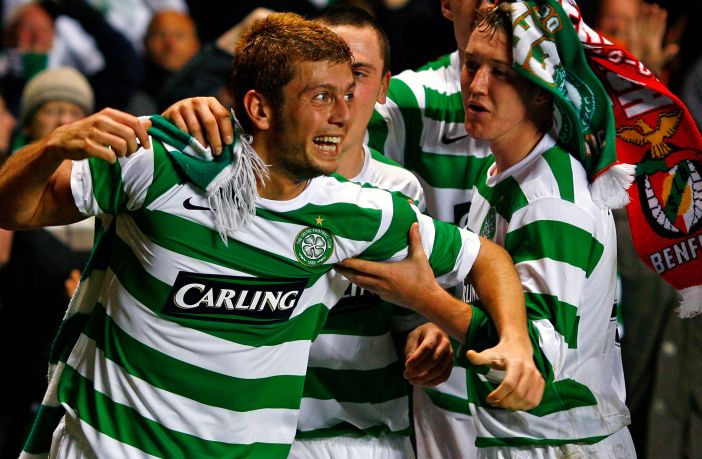 Massimo Donati of Celtic celebrates