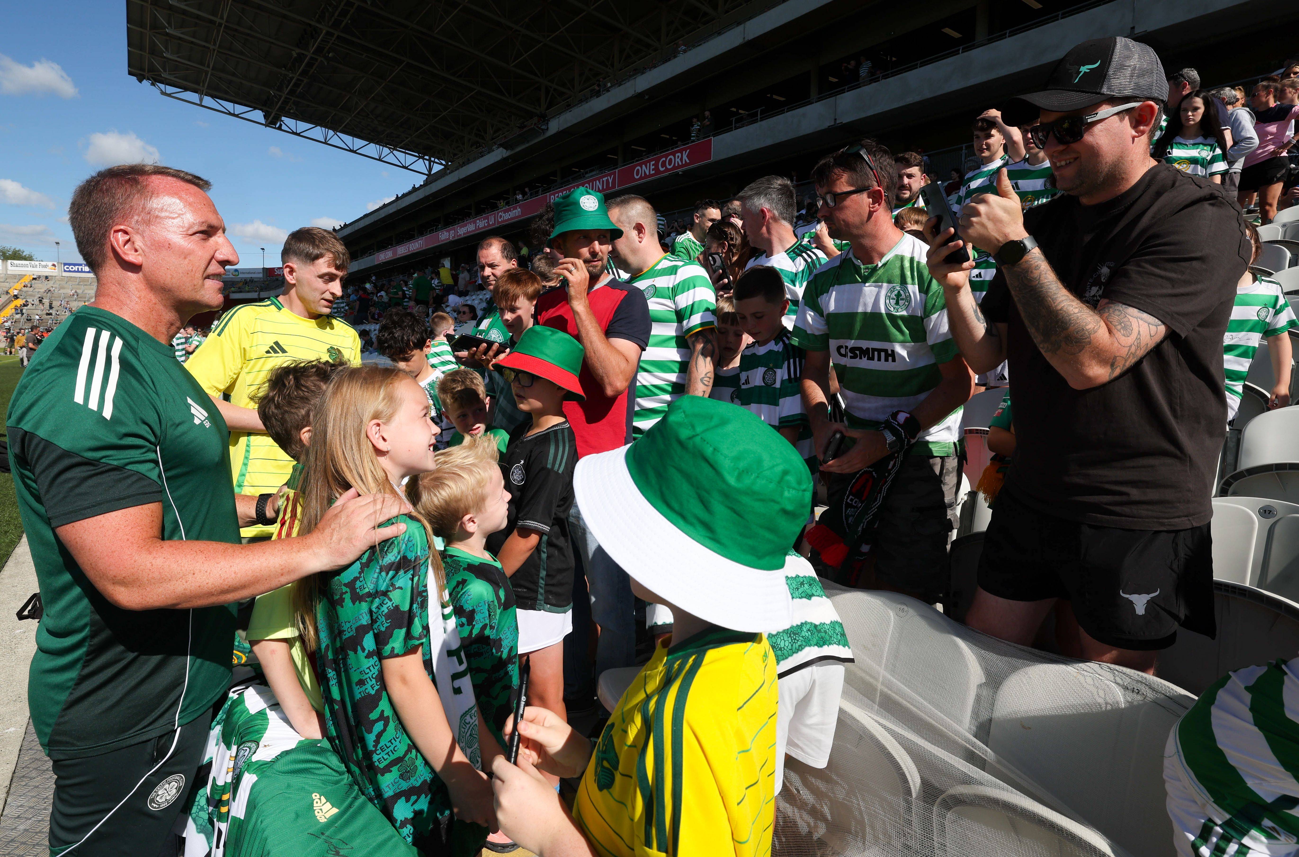 Brendan Rodgers manager of Celtic meets fans