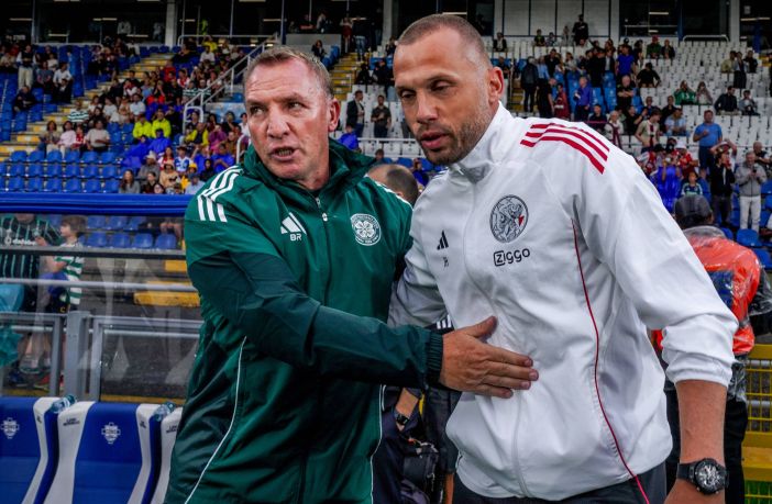 Brendan Rodgers Head coach of Celtic and John Heitinga Head Coach of Ajax
