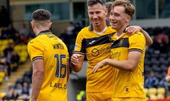 Adam Montgomery of Livingston celebrates