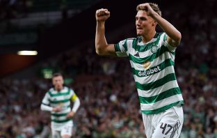 Dane Murray of Celtic celebrates