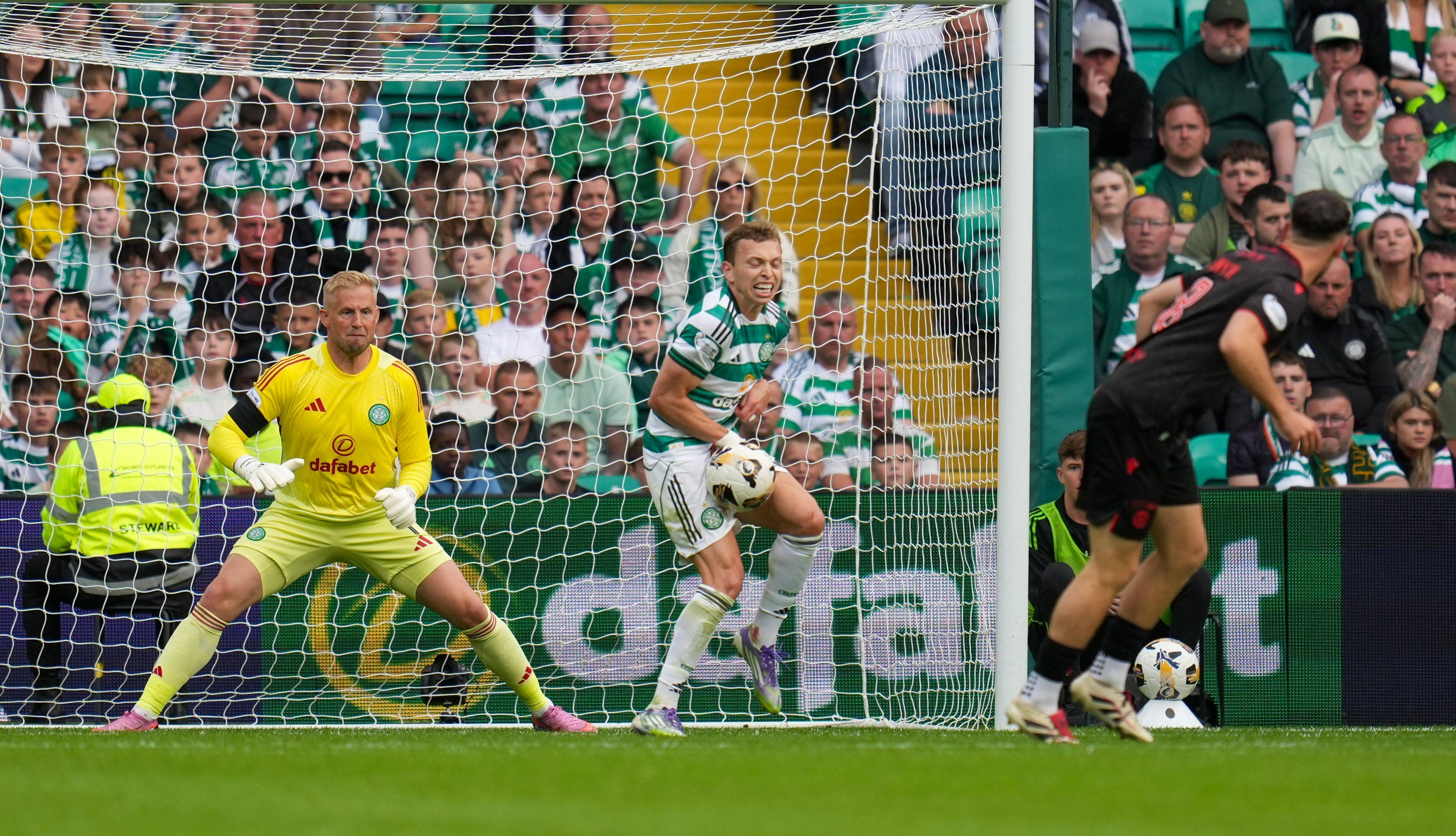 Alistair Johnston of Celtic blocks a shot