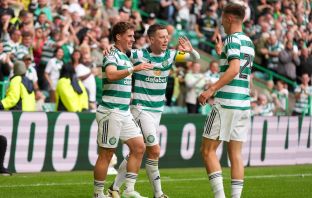 Luke McCowan of Celtic celebrates
