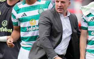 Celtic Manager Brendan Rodgers with Adam Idah