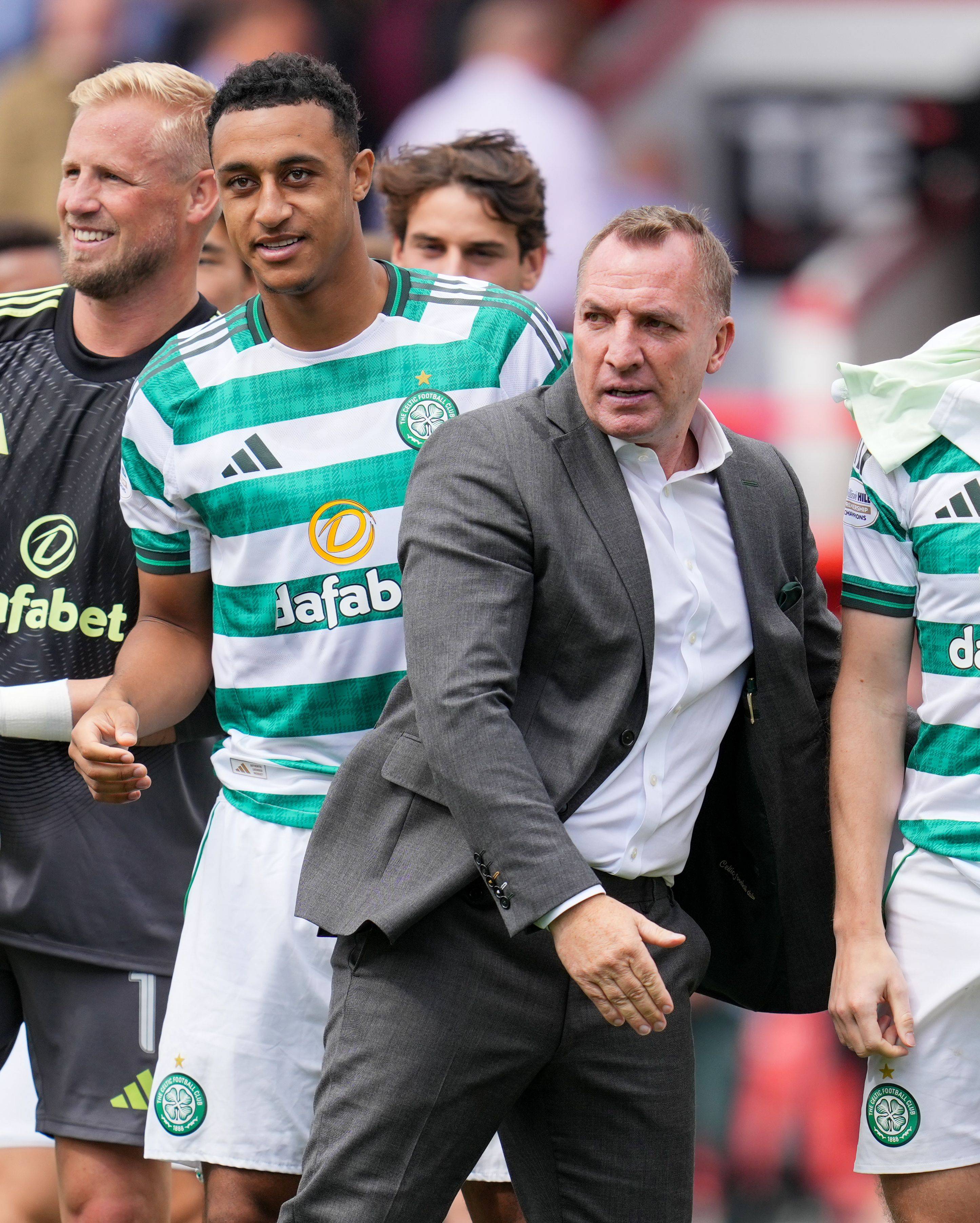 Celtic Manager Brendan Rodgers with Adam Idah