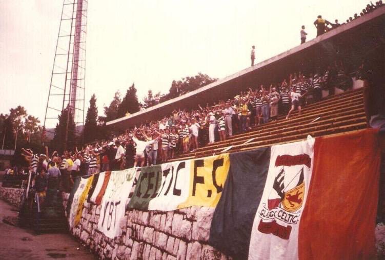 Celtic fans in Belgrade in 1989