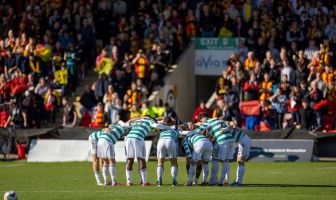 Celtic Huddle ahead of the Partick Thistle v Celtic.