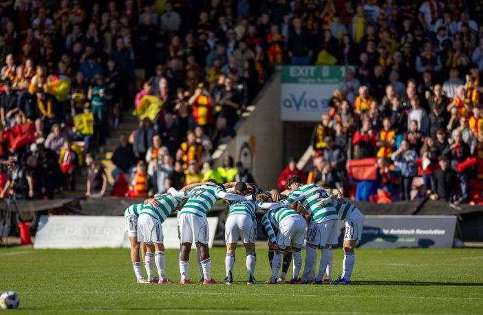 Celtic Huddle ahead of the Partick Thistle v Celtic.