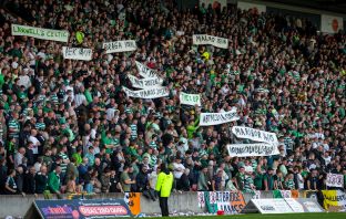 Celtic fan protest at Firhill