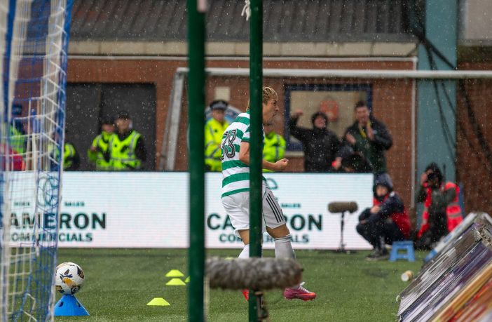 Daizen Maeda celebrates