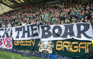 Sack The Board banner at Rugby Park