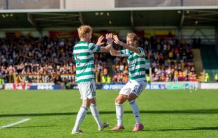 Liam Scales and Benjamin Nygren celebrate