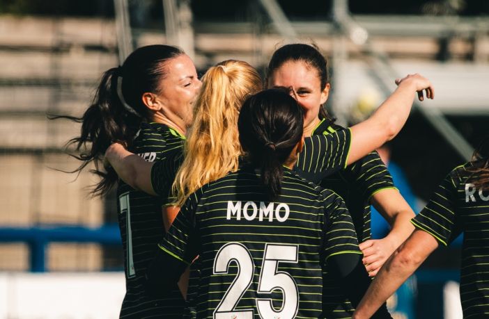 Celtic FC Women celebrate at Montrose