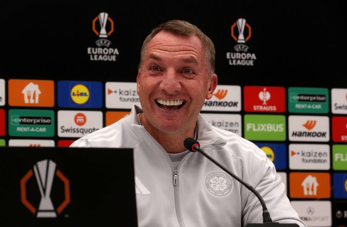 Brendan Rodgers is all smiles in Belgrade