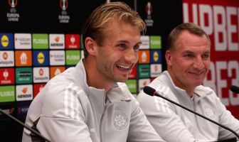 Brendan Rodgers and Benjamin Nygren in Belgrade