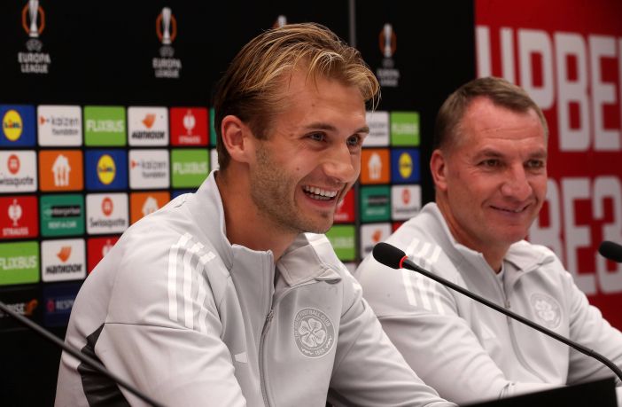 Brendan Rodgers and Benjamin Nygren in Belgrade