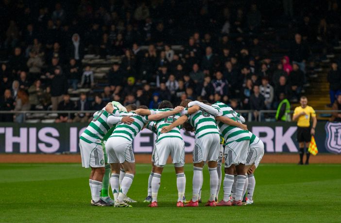 Celtic Huddle at Dens Park.