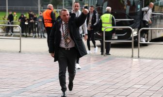 Brendan Rodgers arrives at Celtic Park