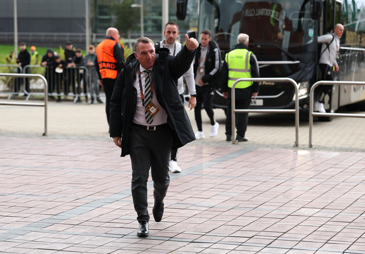 Brendan Rodgers arrives at Celtic Park
