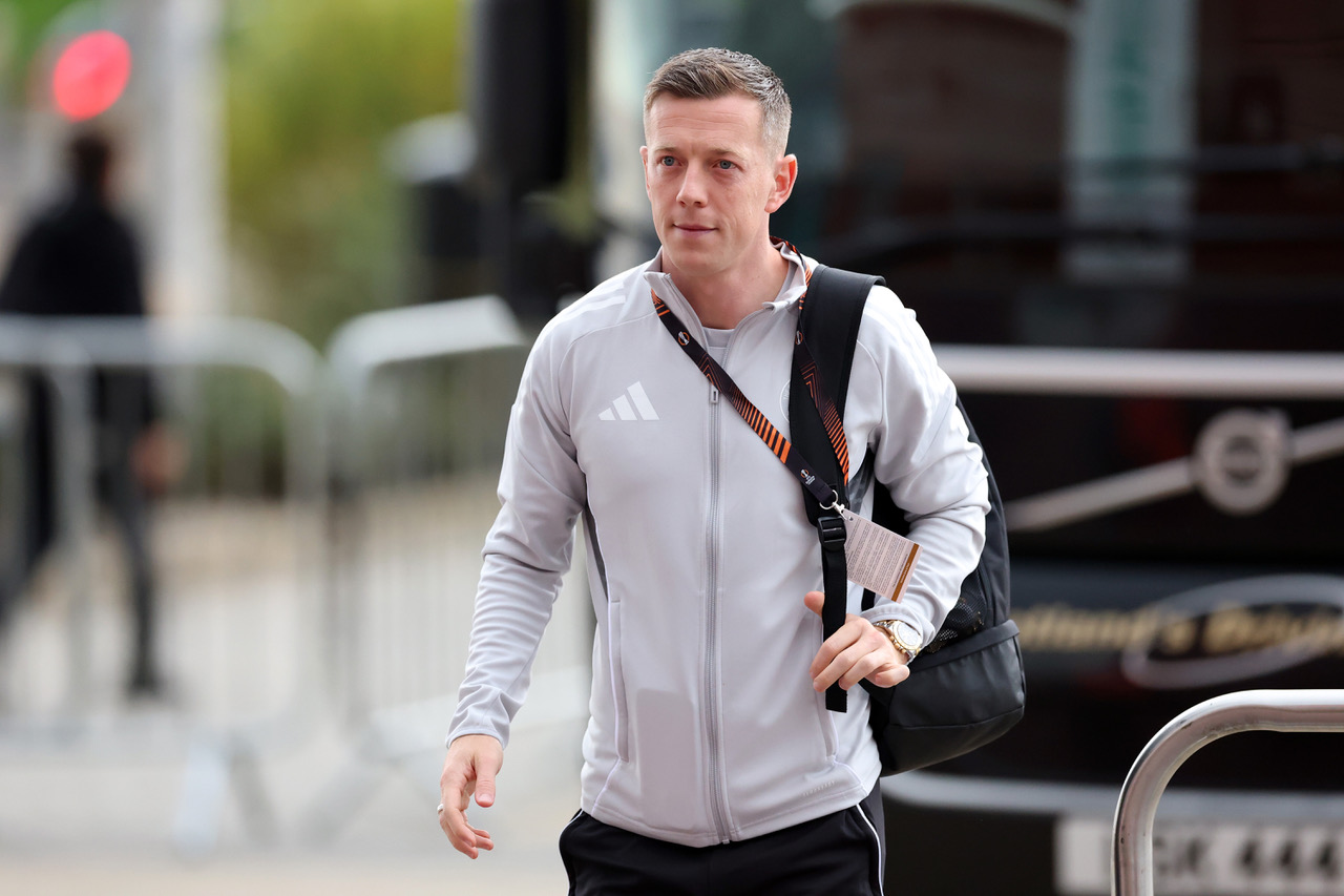 Callum McGregor arrives at Celtic Park