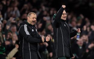 Martin O'Neill and Shaun Maloney celebrate