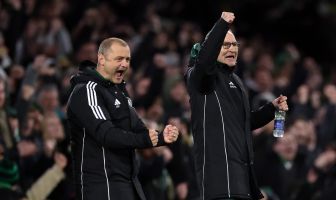 Martin O'Neill and Shaun Maloney celebrate