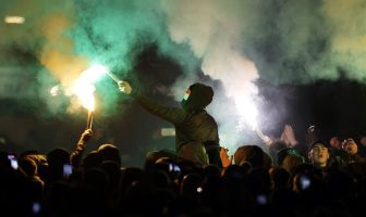 Celtic supporters protesting
