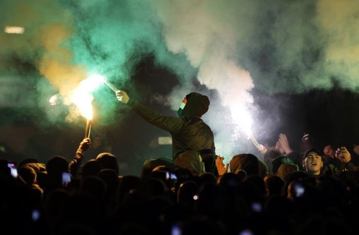 Celtic supporters protesting