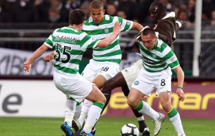 Paul McGowan, Joshua Thompson and Scott Brown of Celtic