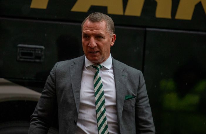 Brendan Rodgers arrives at Tynecastle