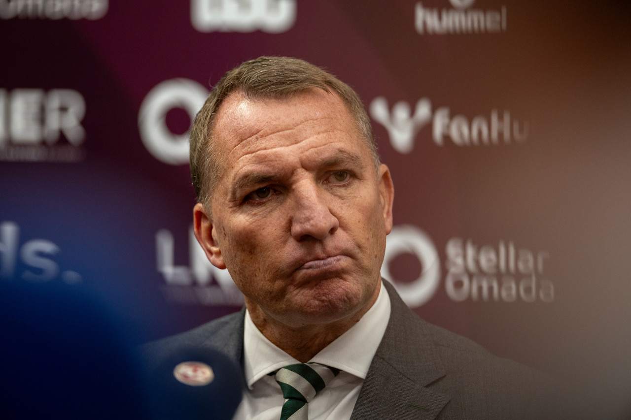 Brendan Rodgers talks to the media