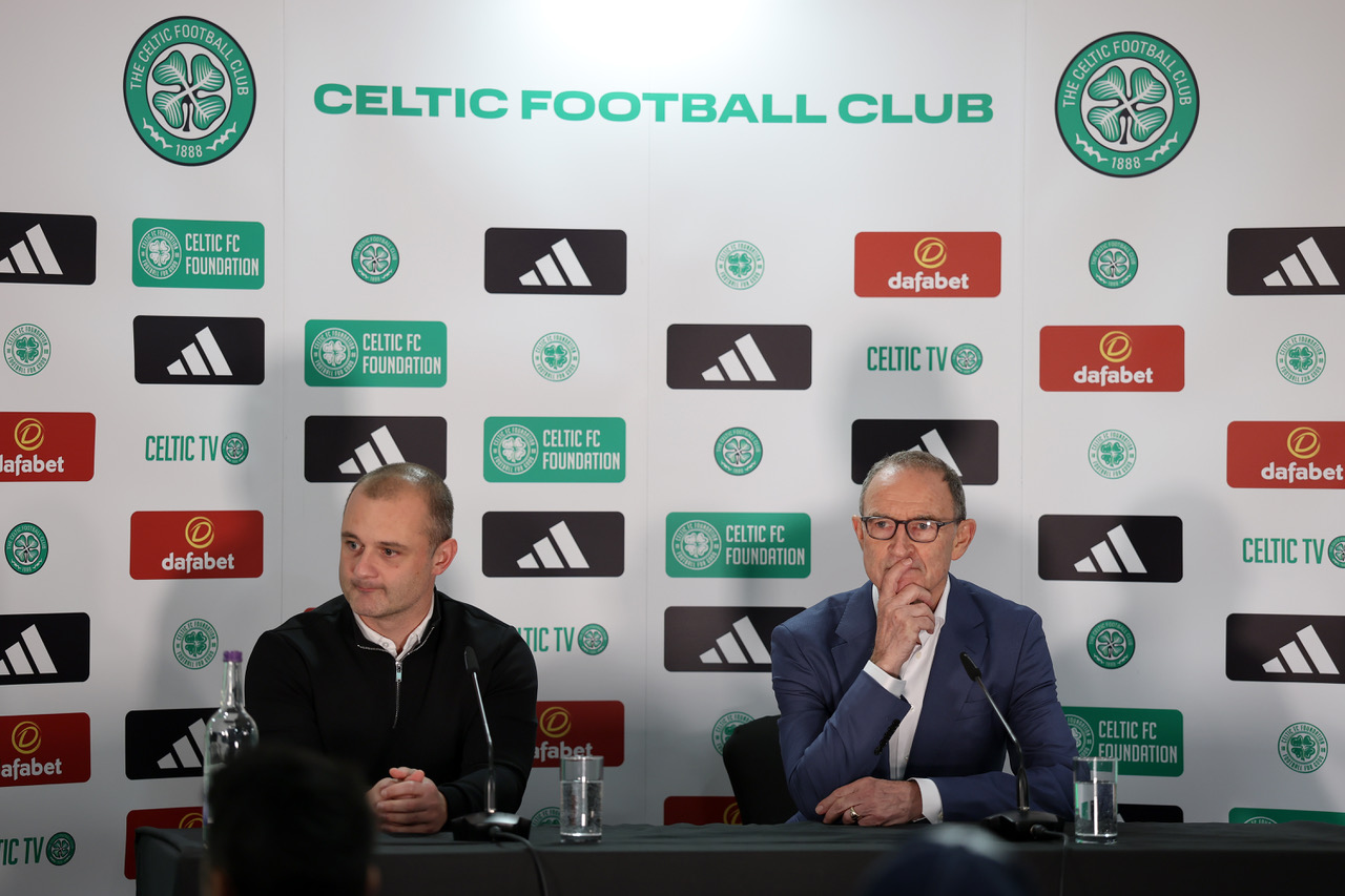 Shaun Maloney and Martin O'Neill at Celtic Park