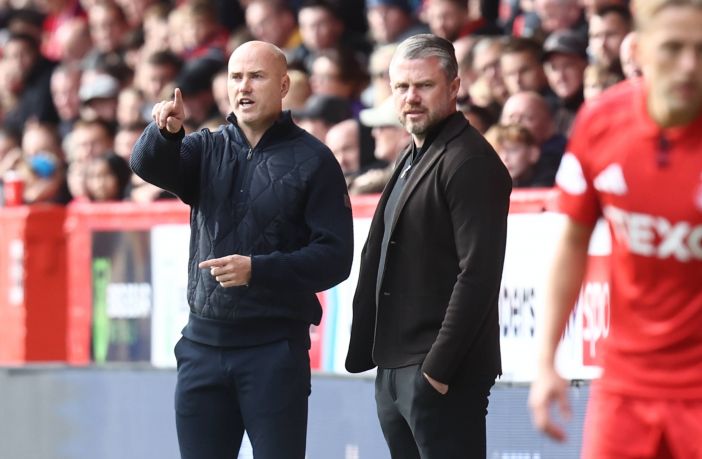 Aberdeen Manager Jimmy Thelin and Motherwell's Manager Jens Berthel Askou