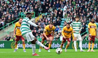 Kelechi Iheanacho of Celtic scores
