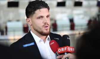 Emir Karic of SK Sturm Graz at airport heading to Glasgow.