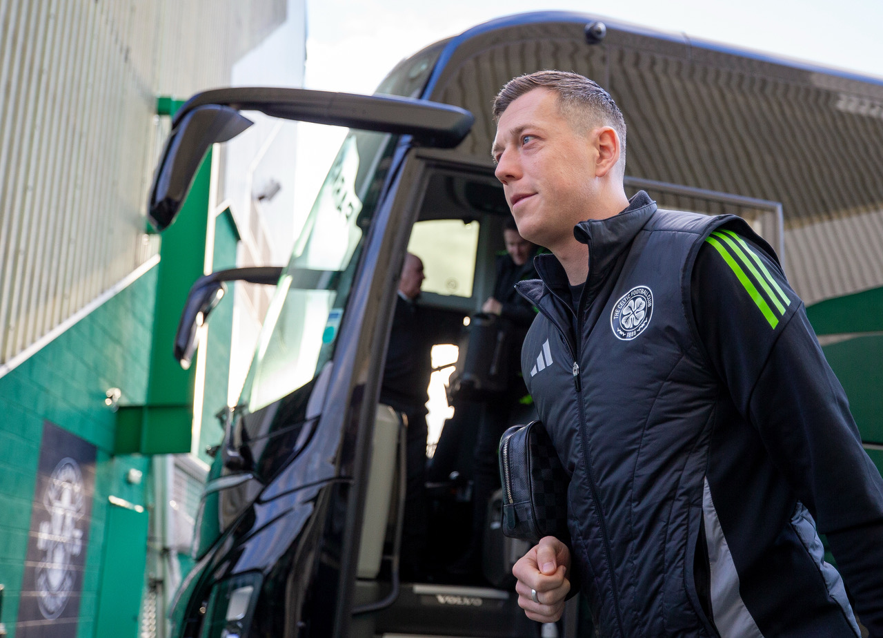 Callum McGregor arrives at Easter Road