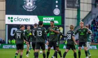 Daizen Maeda celebratesHibs v Celtic,